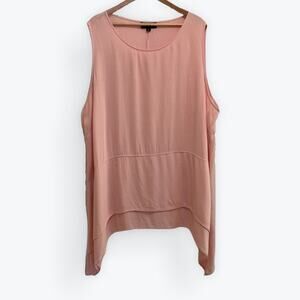 ARNA YORK Selena Tunic Top Petal Pink Tiered Lagenlook Double Hem Size 30/32